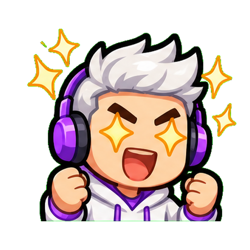 Original white-haired gamer hype laugh emote