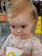 Baby drinking reaction GIF sample